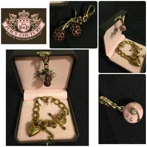 Juicy couture pave charm bracelet and 2 charms